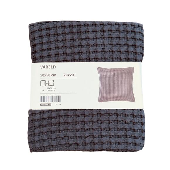 IKEA VARELD Gray Cotton Waffle Knit Pillow Cover 20" x 20" - Picture 1 of 2